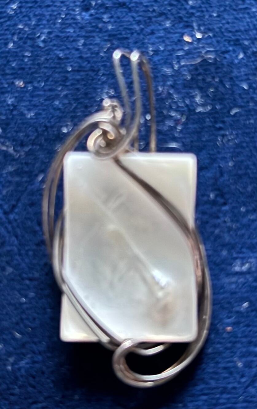 Mother of Pearl Wire Wrapped Custom Made Artisan Pendant 1.75 x 1 New